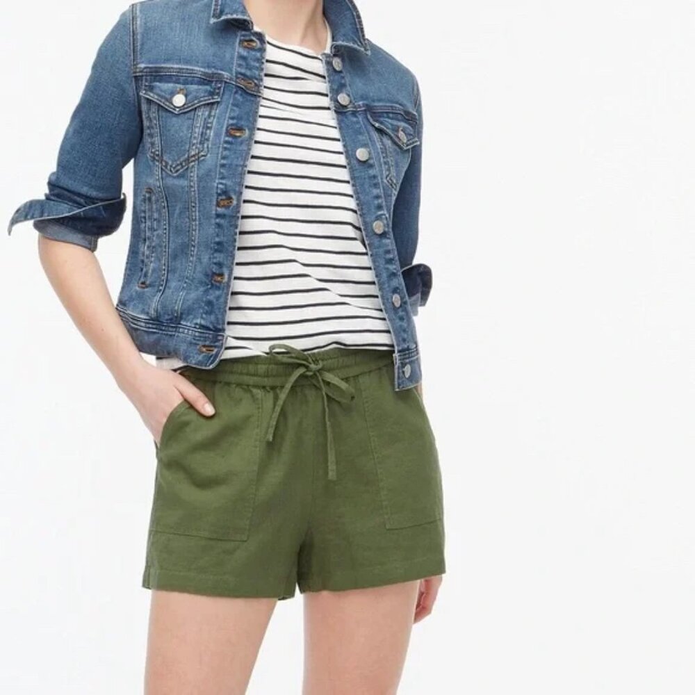 J. Crew Army Green Linen Shorts